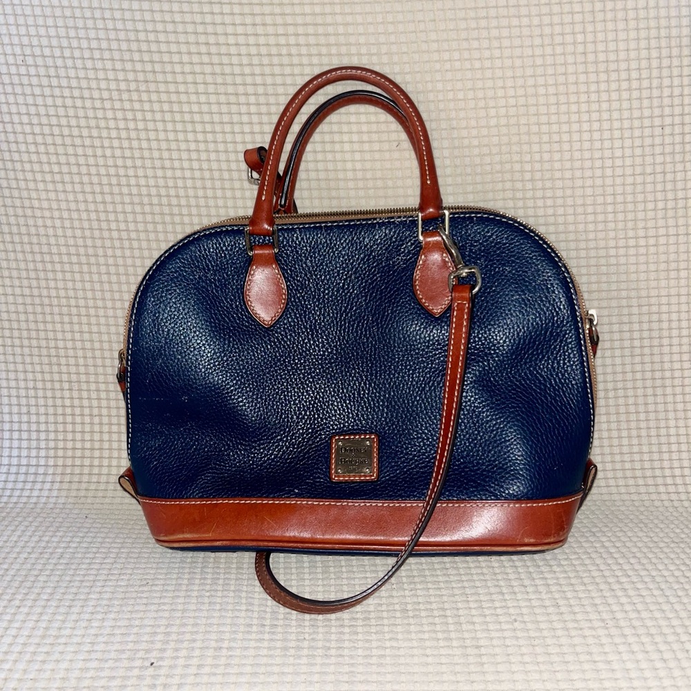 Dooney & Bourke Navy and Brown Leather Handbag